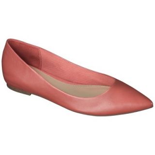 Womens Merona Avalyn Genuine Leather Pointed Toe Flats   Coral 7