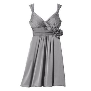 TEVOLIO Womens Satin V Neck Dress with Removable Flower   Cement   6