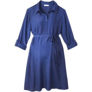 Merona Maternity Rolled Sleeve Shirt Dress   Blue XXL