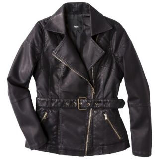 Mossimo Womens Faux Leather Belted Jacket  Black M