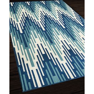 Indoor/outdoor Blue Ikat Rug (23 X 46)