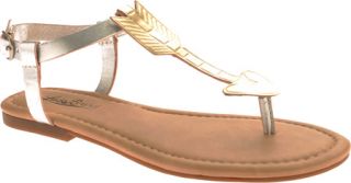 Womens Lucky Brand Carroh   Silver Leather Sandals