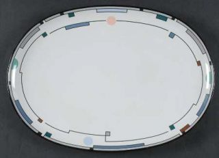 Noritake Metronome 14 Oval Serving Platter, Fine China Dinnerware   Stoneware,