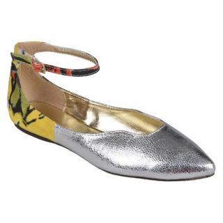 Womens Bamboo By Journee Ankle Strap Flats   Silver 7