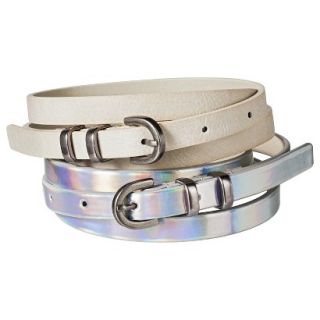 Mossimo Supply Co. Two Pack Skinny Belt   White/Holographic XS