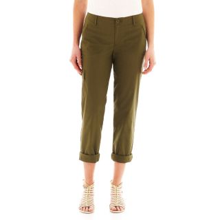 LIZ CLAIBORNE Cargo Cropped Pants   Tall, Tuscan Olive, Womens