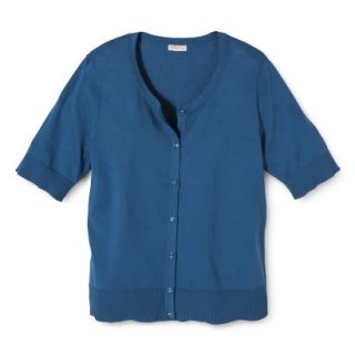 Merona Womens Plus Size Short Sleeve Cardigan Sweater   Blue 2X
