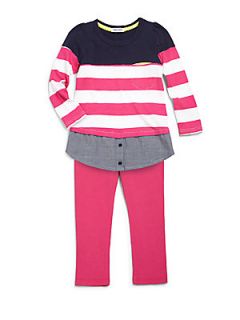 Splendid Toddlers & Little Girls Two Piece Ruffled Tunic & Leggings Set   Pink