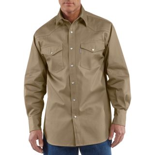Carhartt Ironwood Snap Front Twill Work Shirt   Khaki, Medium, Model S209