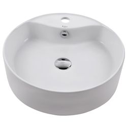 Kraus Round White Ceramic Vessel Bathroom Sink