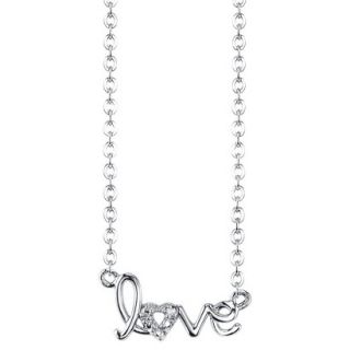 Sterling Silver Love with Diamond Accent Pendant   Silver