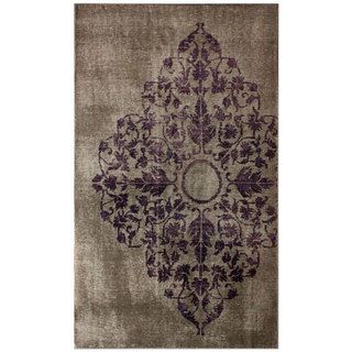 Nuloom Hand knotted Floral Overdyed Grey Wool Rug (6 X 9)