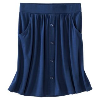 Merona Womens Knit Casual Button Skirt   Waterloo Blue   M