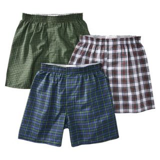Boys Hanes Green Plaid 3 pack Woven Boxer Underwear S(6 7)