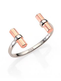 Giles & Brother Two Tone Double Hexagon Cuff Bracelet   Silver Rose Gold