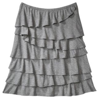 Merona Womens Knit Ruffle Skirt   Heather Gray   XL