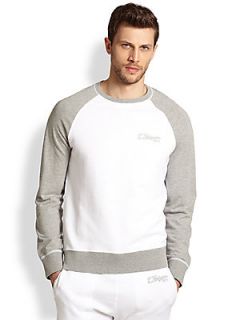 True Religion Raglan Colorblock Pullover Shirt   Grey White