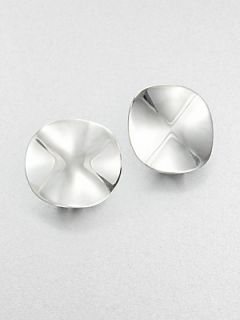IPPOLITA Sterling Silver Wavy Clip On Button Earrings   Silver