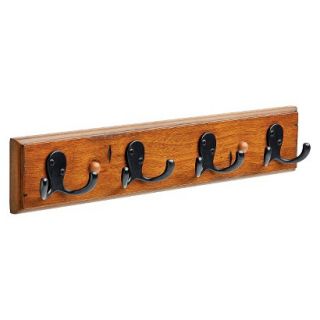 Threshold Hook Rail with Double Prong Hooks   Vintage Walnut/Soft Iron