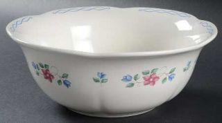 Pfaltzgraff Bonnie Brae  Party Bowl, Fine China Dinnerware   Stoneware, Pink&Blu