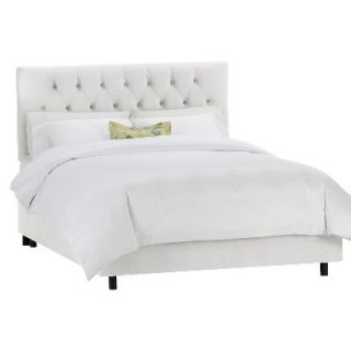 Skyline Queen Bed Skyline Furniture Edwardian Upholstered Velvet Bed   White