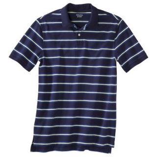 Mens Classic Fit Stripe Polo Shirt Dark Blue White M
