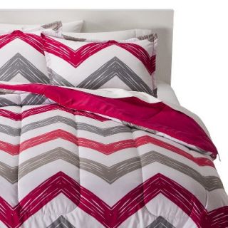 Room Essentials Reversible Chevron Comforter   Pink (Twin Extra Long)