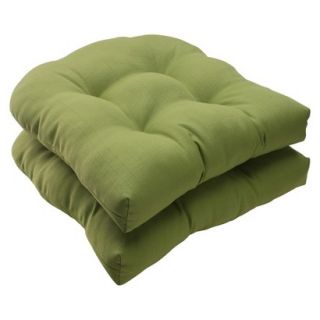 Outdoor 2 Piece Wicker Seat Cushion Set   Green Forsyth Solid