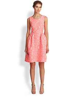 Pink Tartan Willow Kelly Lace Jacquard Dress   Coral