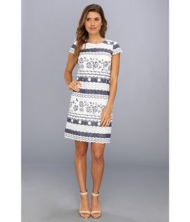 Ivy & Blu Maggy Boutique S/S Denim Striped Lace Dress Womens Dress (Blue)