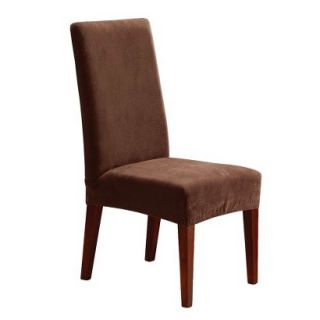 Sure Fit Stretch Pique Short Dining Room Chair Slipcover   Chocolate