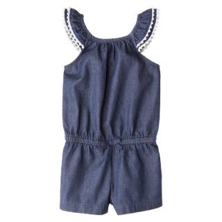 Cherokee Infant Toddler Girls Mini Cap Sleeve Denim Romper   Blue 12 M