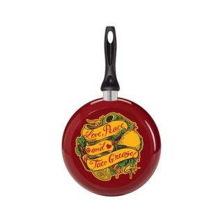 Guy Fieri Nonstick Aluminum Decorated 9.5 Inch Skillet Love, Peace Taco Grease
