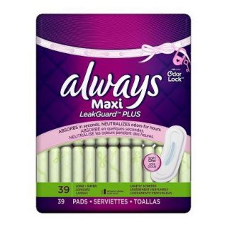 Always Maxi LeakGuard Plus with Odor Lock Super Pads, 45 count