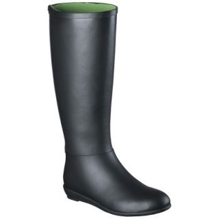 Womans Zipped Wedge Rain Boot   Green 10