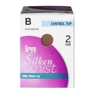 Leggs Silken Mist 2 Pack Control Top   Sun Beige
