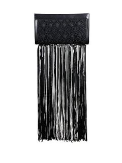 The Row Fringed Lace & Leather Clutch   Black