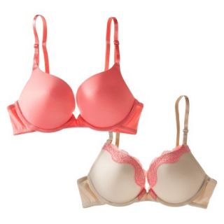 Self Expressions By Maidenform Womens 2 Pack Push Up Lace Bra   Strawberry