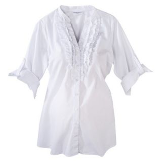 Liz Lange for Target Maternity 3/4 Sleeve Ruffled Shirt   White L