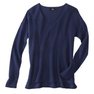 Mossimo Petites Long Sleeve V Neck Pullover Sweater   Navy Blue XLP