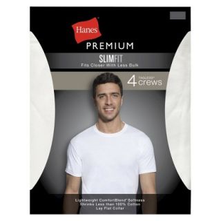 Hanes Premium Mens 4Pk Slim Fit Crew Neck Tees   White XL