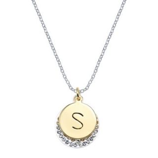Silver Plated Necklace Charm with Initial S   Clear