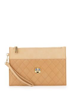 Bustina Quilted Faux Leather Clutch Bag, Natural