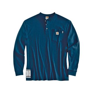 Carhartt Flame Resistant Long Sleeve T Shirt   Navy, 3XL, Big Style, Model