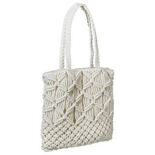 Merona Crochet Tote Handbag   White