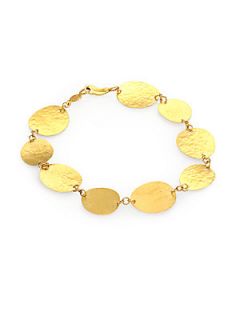 GURHAN 24K Yellow Gold Hammered Disc Link Bracelet   Gold