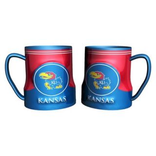 Boelter Brands NCAA 2 Pack Kansas Jayhawks Game Time Coffee Mug   Blue (20 oz)