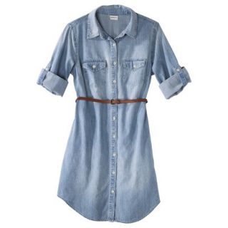 Merona Womens Denim Belted Shirt Dress   Blue   XL