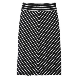 Pure Energy Womens Plus Size Knit Maxi Skirt   Black/White 1X