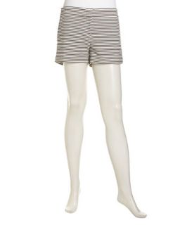 Pia Ridged Stripe Relaxed Shorts, Black/White